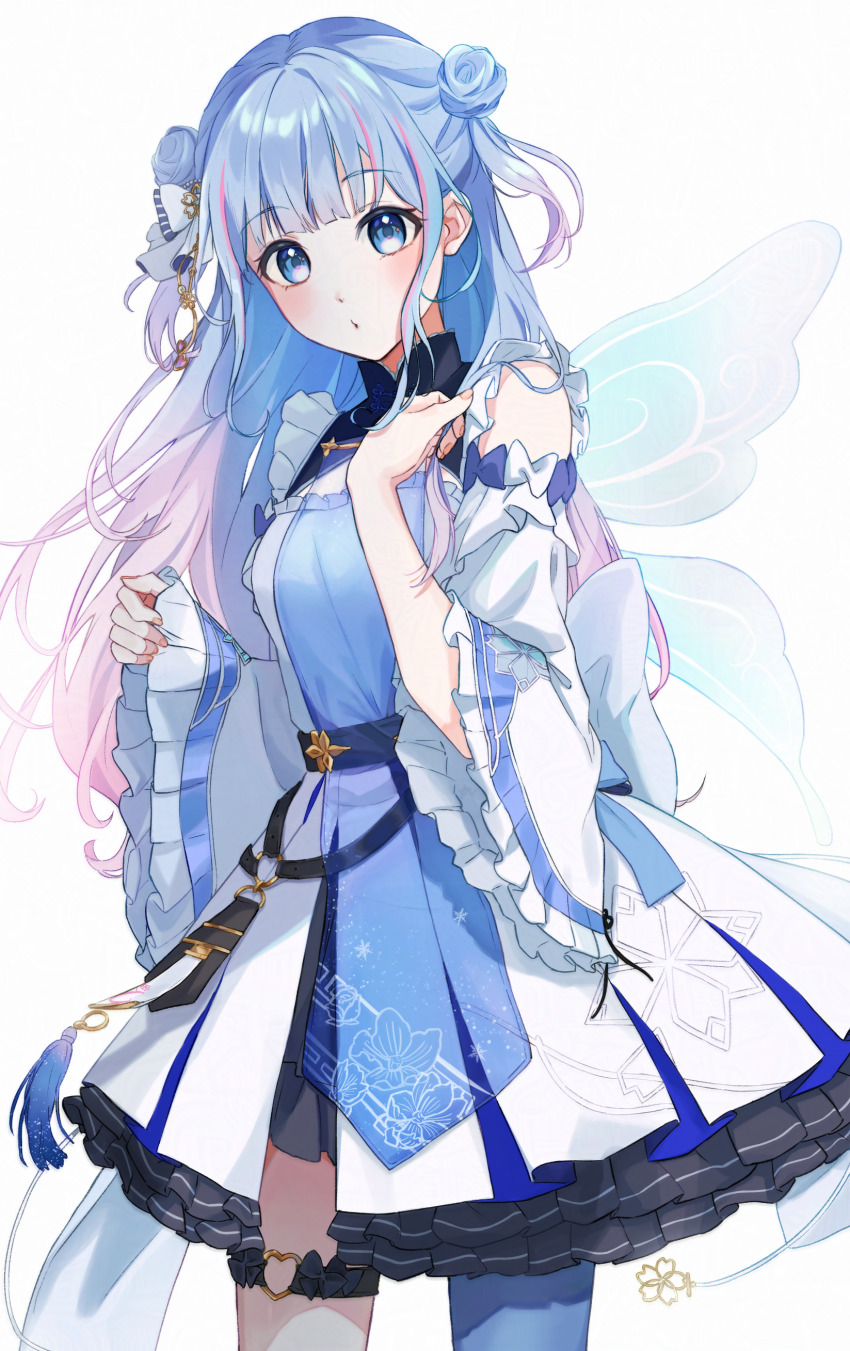 1girl, absurdres, aoi_sakura_(japanese_vtuber), belt, black_skirt, blue_eyes, blue_hair, blue_pantyhose