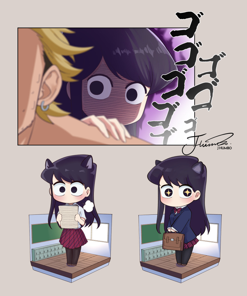 1boy, 1girl, absurdres, animal_ears, artist_name, aura, bag, blazer