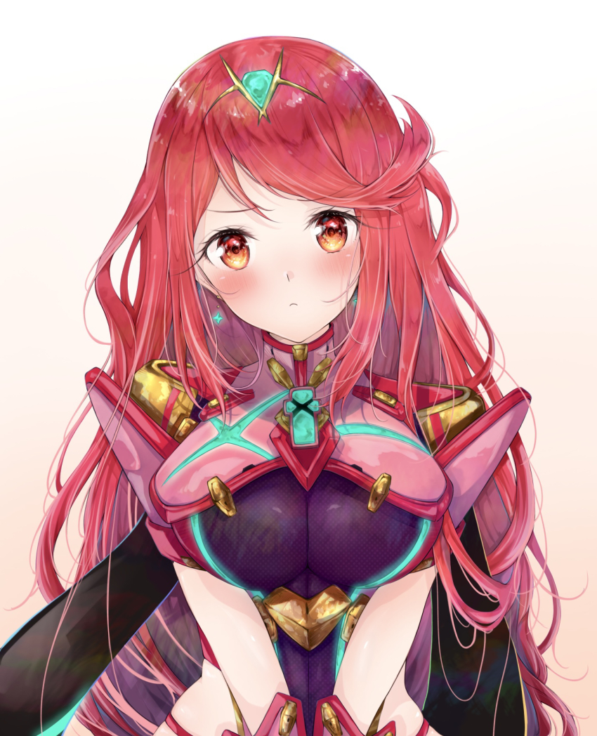 1girl, alternate_hair_length, alternate_hairstyle, breasts, highres, large_breasts, nemu_(ut_kakinotane), pyra_(xenoblade)