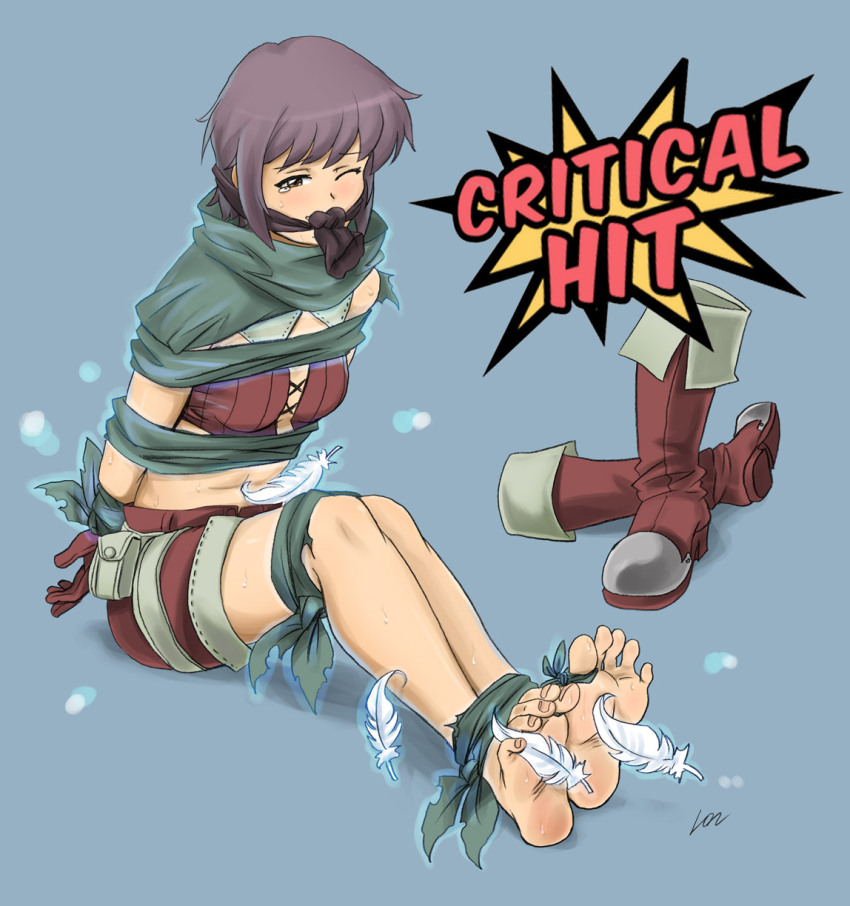 1girl, bdsm, blush, bondage, bound, bound_ankles, bound_arms, bound_wrists