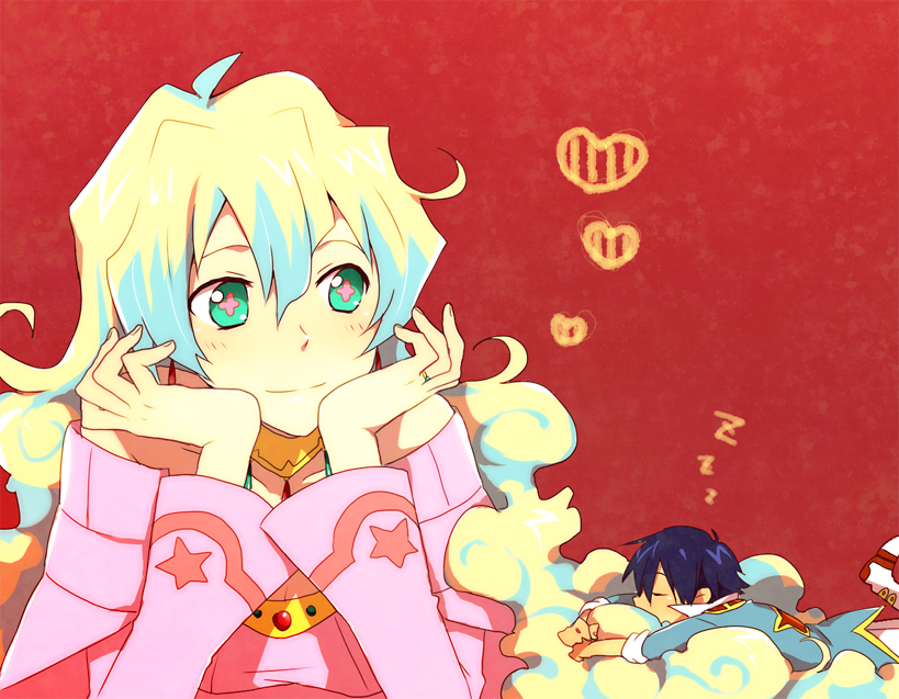 +_+, 00s, cross-shaped_pupils, dress, earrings, jewelry, long_hair, multicolored_hair