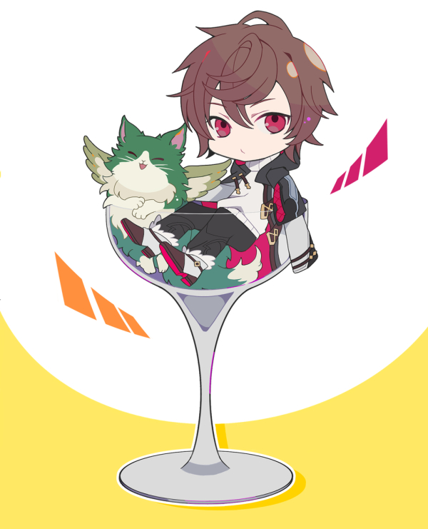 1boy, 1other, :d, ahoge, animal_ears, boots, brown_hair, cat