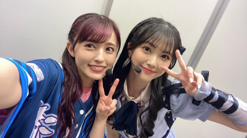 2girls, aida_rikako, costume, highres, indoors, looking_at_viewer, multiple_girls, photo_(medium)