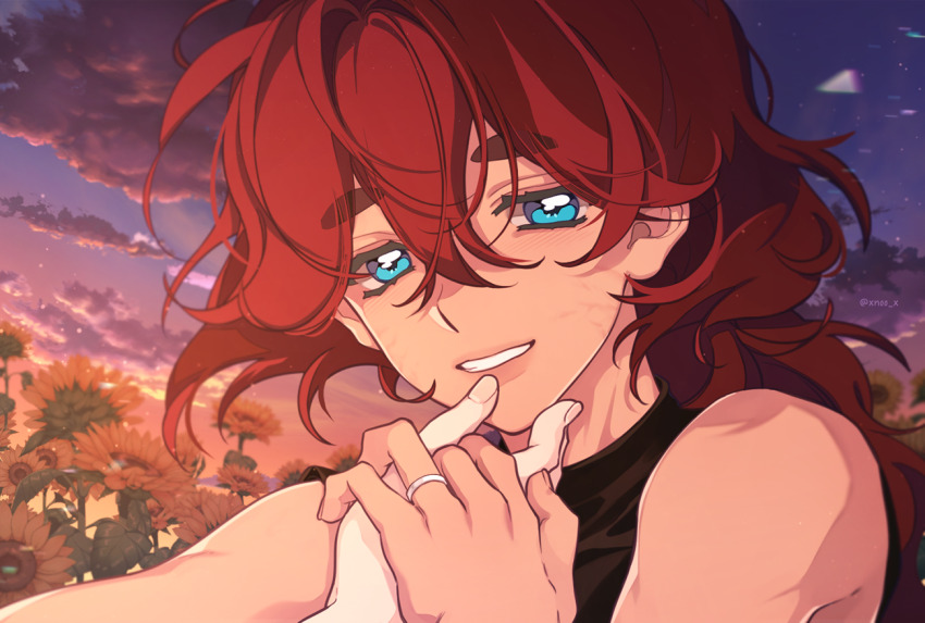 2girls, blue_eyes, cloud, cloudy_sky, dark-skinned_female, dark_skin, dodam_v, dusk