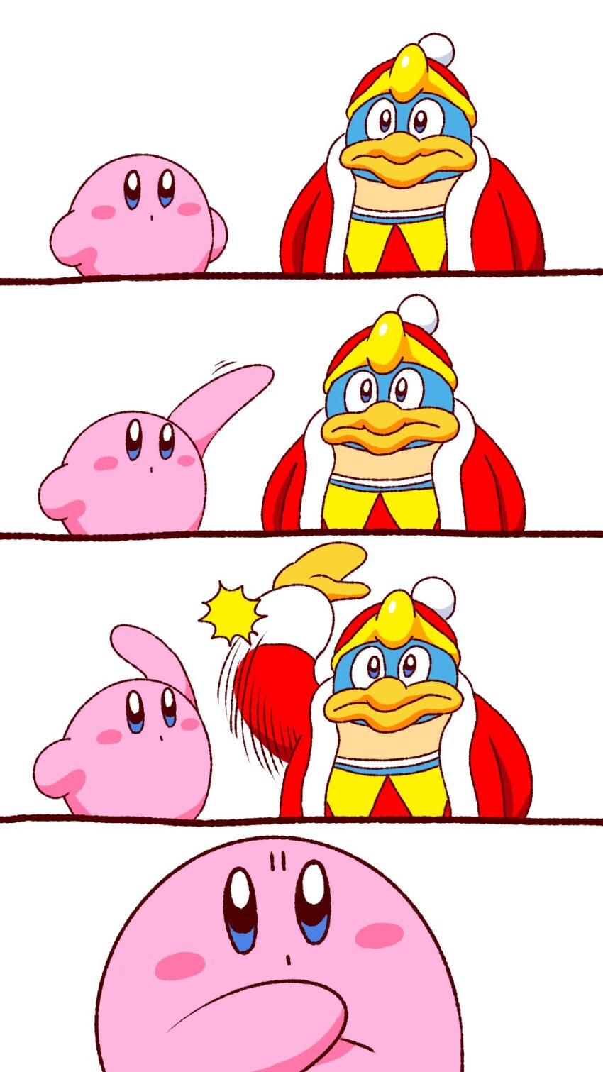 blush_stickers, colored_skin, gloves, hand_up, highres, king_dedede, kirby, kirby_(series)