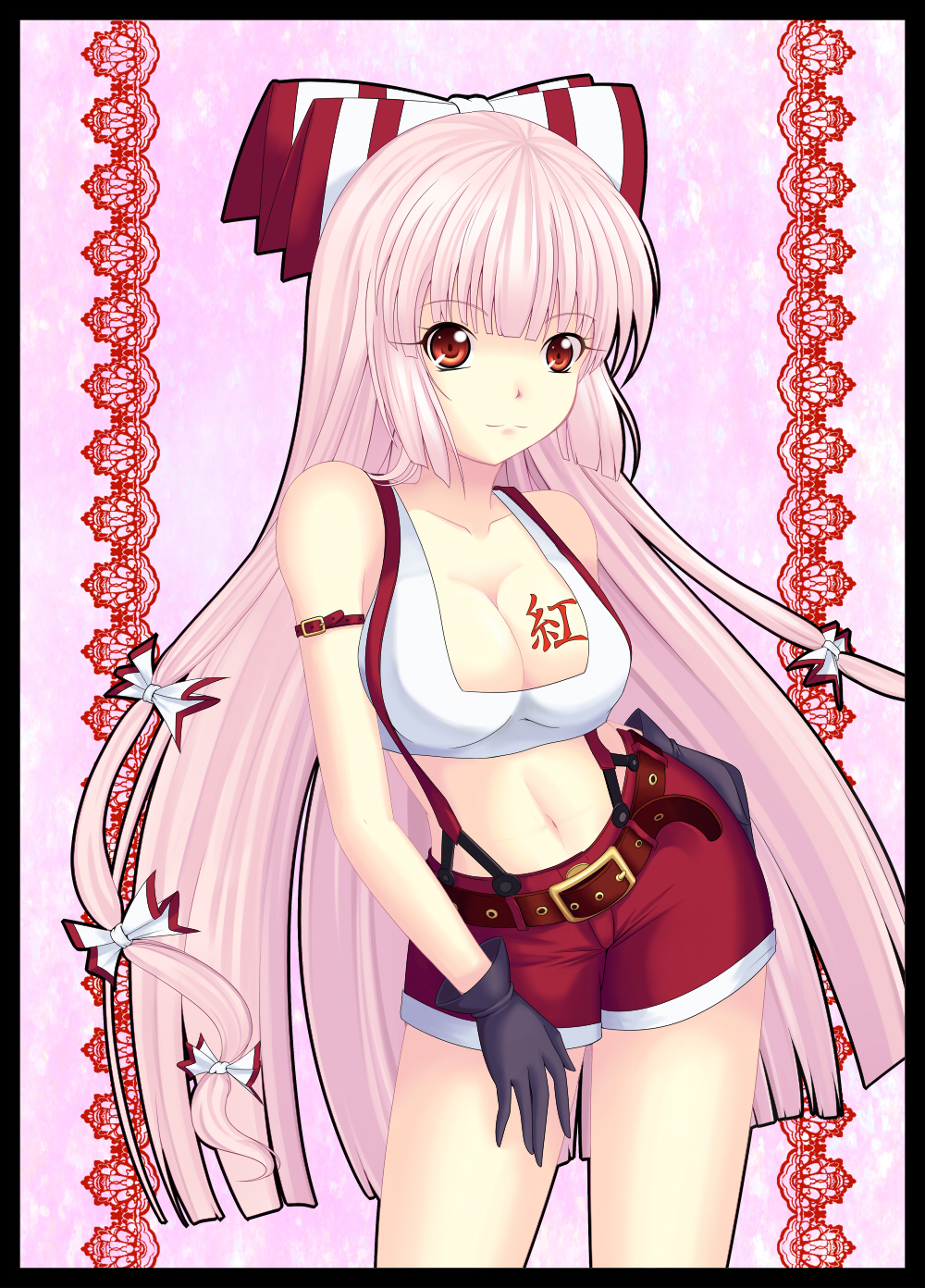 1girl, aitsugawa_rui, bad_id, bad_pixiv_id, bow, breasts, cleavage, female_focus