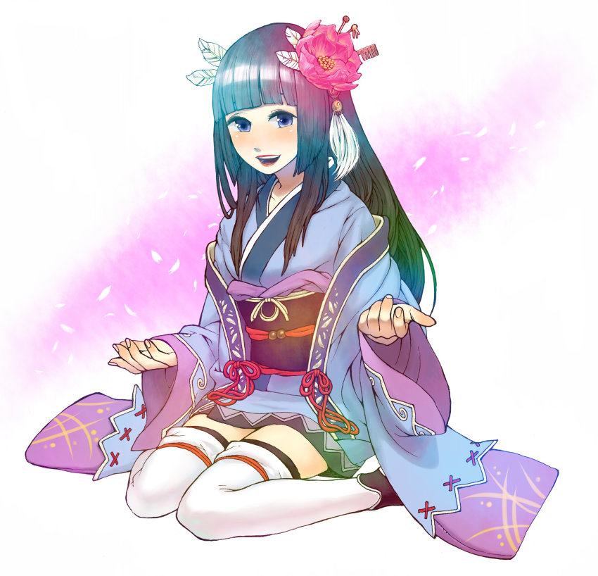 black_eyes, black_hair, hair_ornament, highres, hiku_(unchi), japanese_clothes, kimono, rune_factory