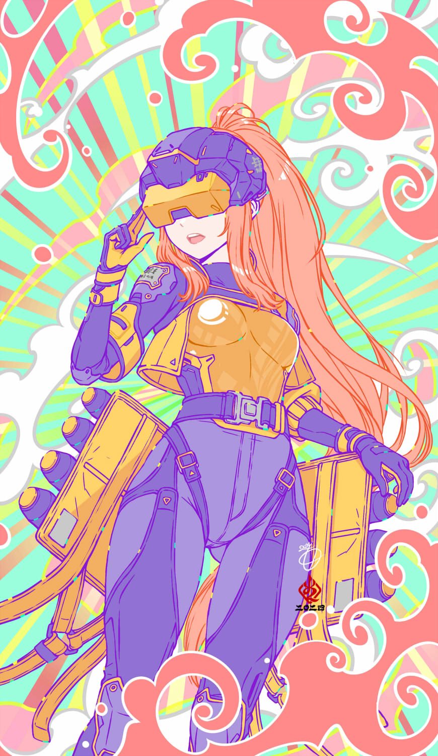 1girl, armor, bodysuit, breasts, colorful, gloves, gluteal_fold, goddess_of_victory:_nikke