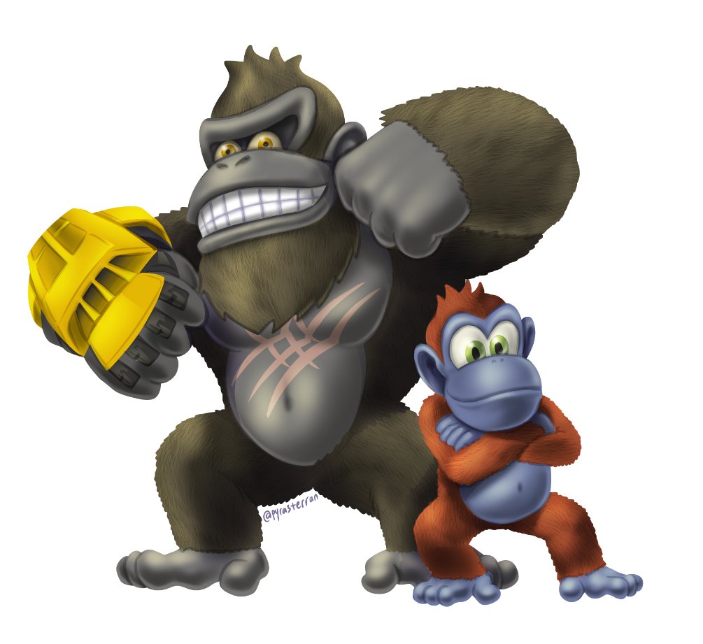 2boys, b.e.a.s.t._glove, chest_pounding, chibi, cosplay, crossover, diddy_kong, diddy_kong_(cosplay), donkey_kong, donkey_kong_(cosplay), donkey_kong_(series), donkey_kong_country:_tropical_freeze, electroshock_weapon, gauntlets, giant, giant_monster, godzilla_(series), godzilla_x_kong:_the_new_empire, green_eyes, grin, kaiju, king_kong, king_kong_(cosplay), king_kong_(series), legendary_pictures, looking_at_viewer, monster, monsterverse, multiple_boys, multiple_crossover, nintendo, no_humans, parody, pyrasterran, scar, scar_on_chest, scar_on_stomach, simple_background, smile, suko_(monsterverse), suko_(monsterverse)_(cosplay), trait_connection, weapon, white_background, yellow_eyes