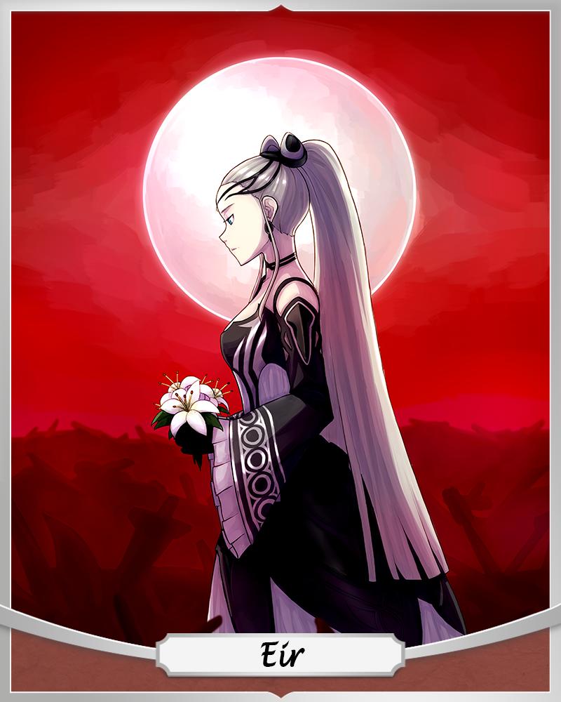 black_choker, black_dress, black_gloves, black_tiara, blue_eyes, card, choker, dress