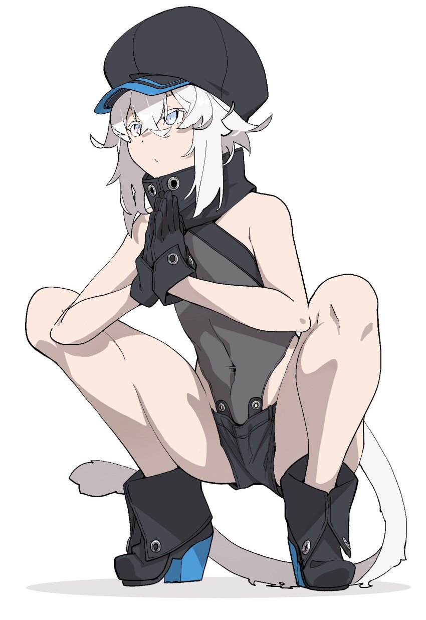 1girl, bare_legs, bare_shoulders, boots, expressionless, flat_chest, full_body, gloves