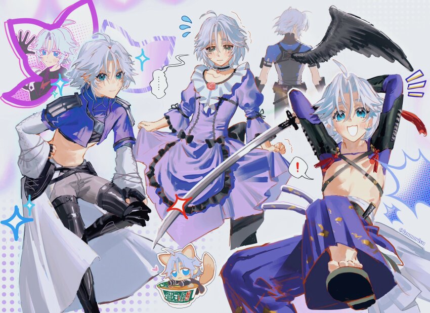 1boy, absurdres, aged_down, alternate_costume, animal_ears, belt, black_bow, black_footwear