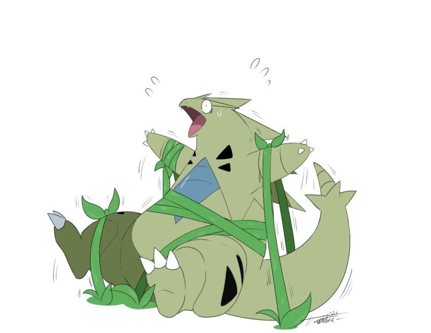 arms_up, claws, forced, full_body, gameplay_mechanics, gen_2_pokemon, grass, grass_knot_(pokemon)