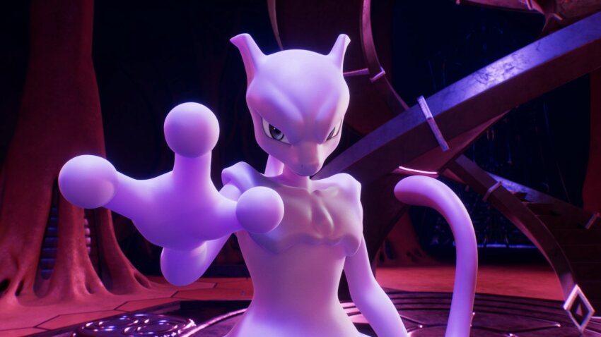 3d, feet_out_of_frame, gen_1_pokemon, highres, horns, legendary_pokemon, looking_at_viewer, mewtwo