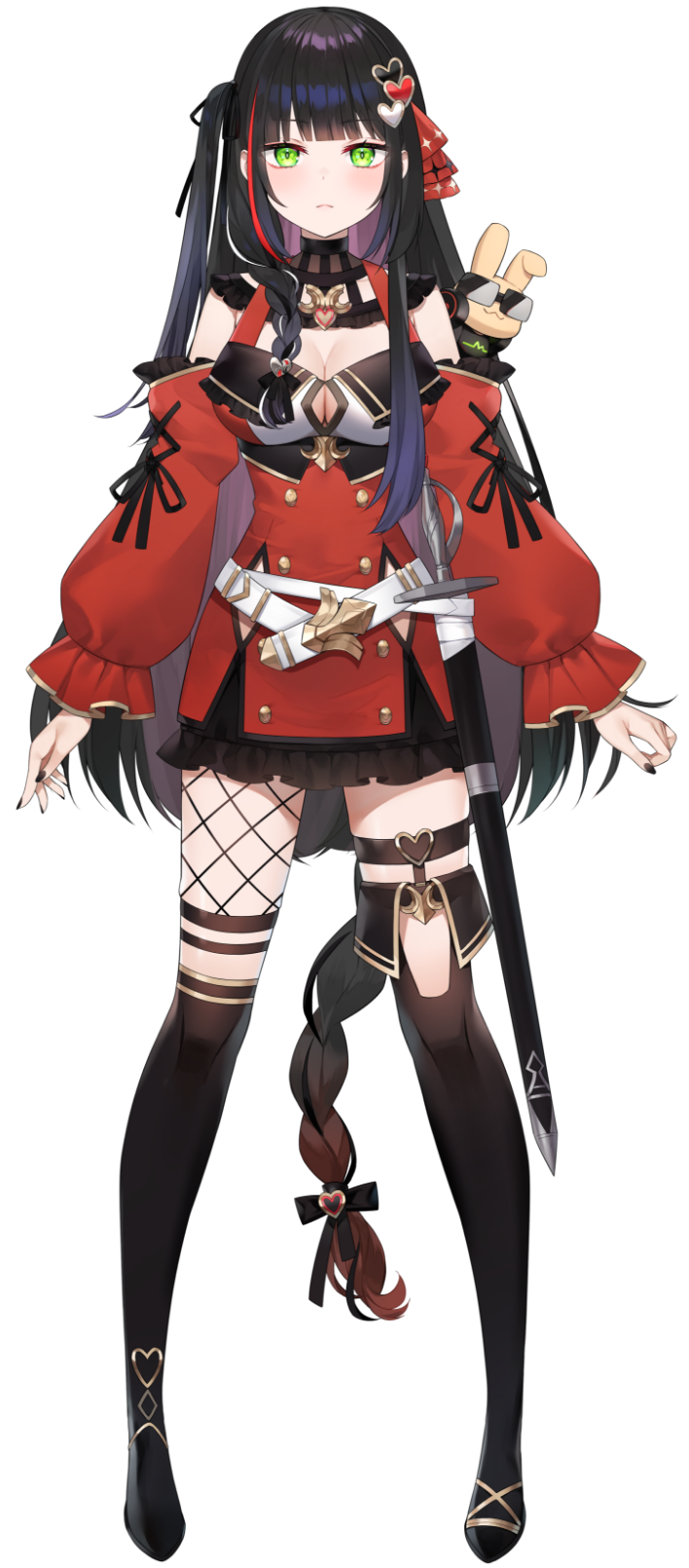 1girl, asymmetrical_footwear, asymmetrical_legwear, ayamy, belt, black_collar, black_footwear, black_hair