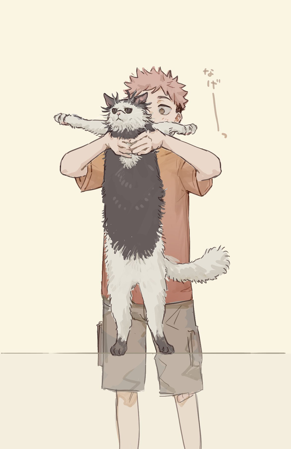 1boy, aged_down, animal, animalization, bandaid, bandaid_on_knee, bandaid_on_leg, brown_eyes