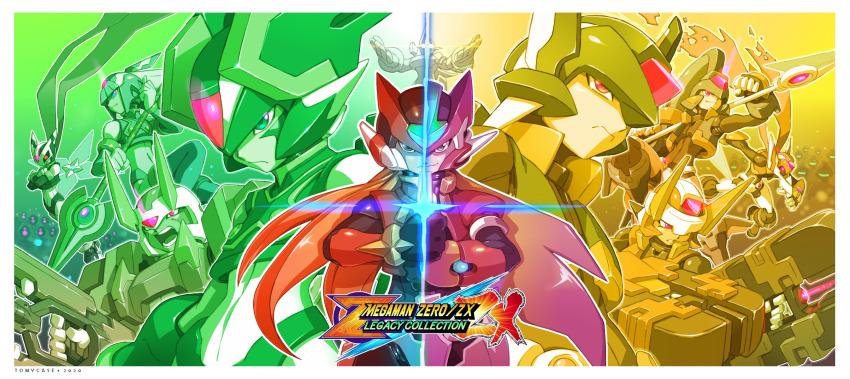 2girls, 6+boys, aeolus_(mega_man), android, atlas_(mega_man), dr._weil_(mega_man), fairy_leviathan_(mega_man), fighting_fefnir_(mega_man)