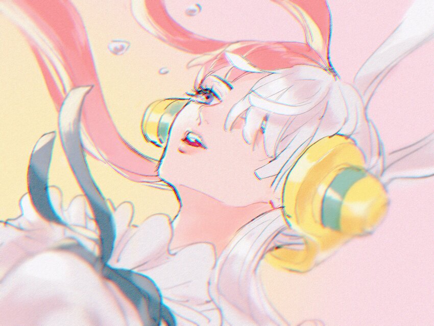 1girl, abunaideka, close-up, commentary_request, dress, eyelashes, frilled_dress, frills