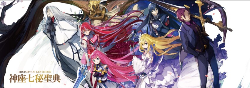 3girls, 4boys, armband, armlet, black_gloves, black_hair, black_sclera, blonde_hair