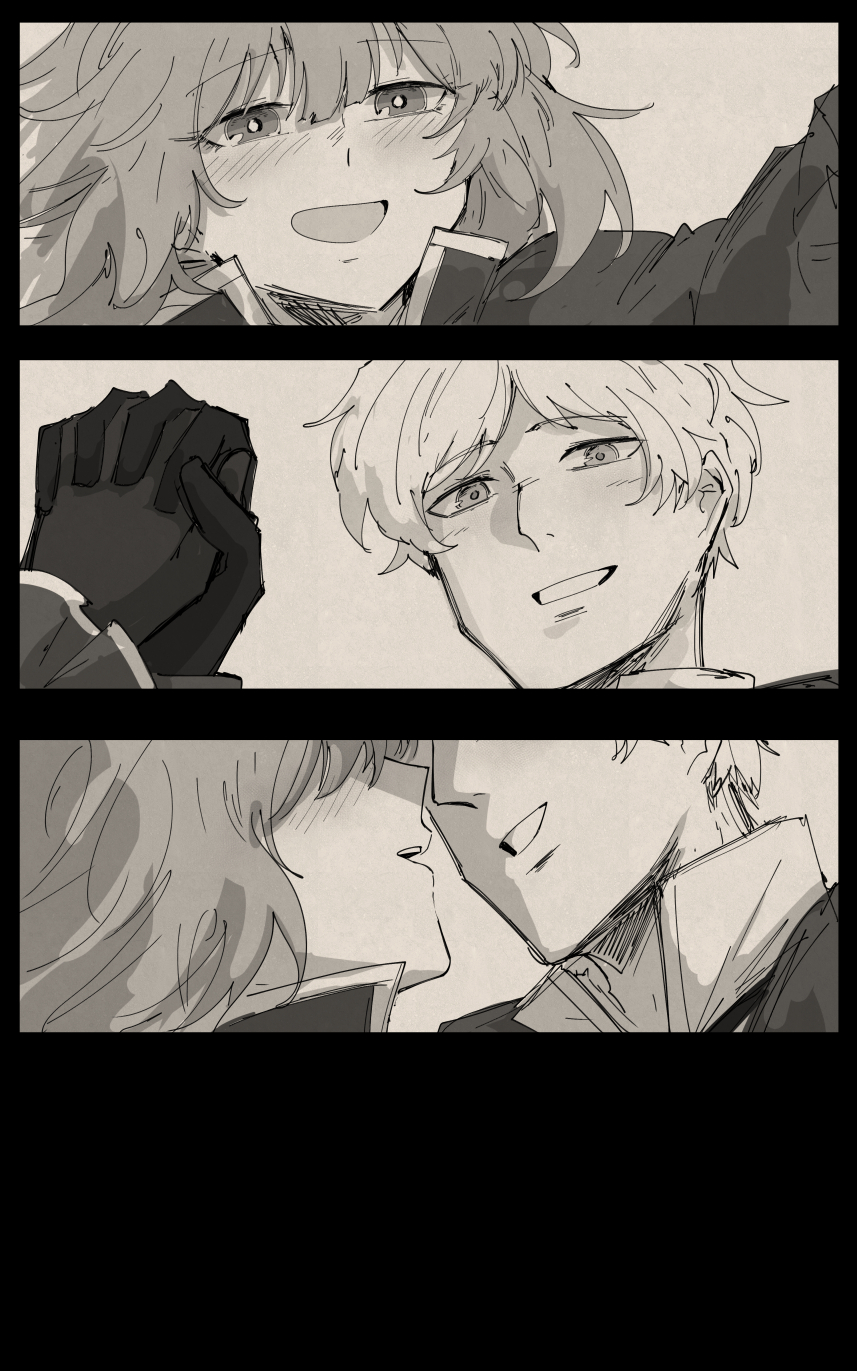 1boy, 1girl, black_gloves, catherine_(project_moon), coat, collared_shirt, gloves, highres