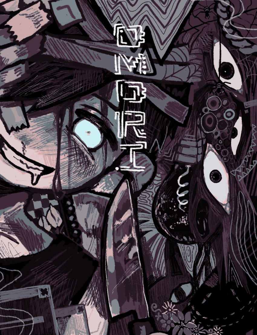 1boy, aqua_eyes, bandage_over_one_eye, bandaged_head, bandages, bare_shoulders, black_hair, black_tank_top