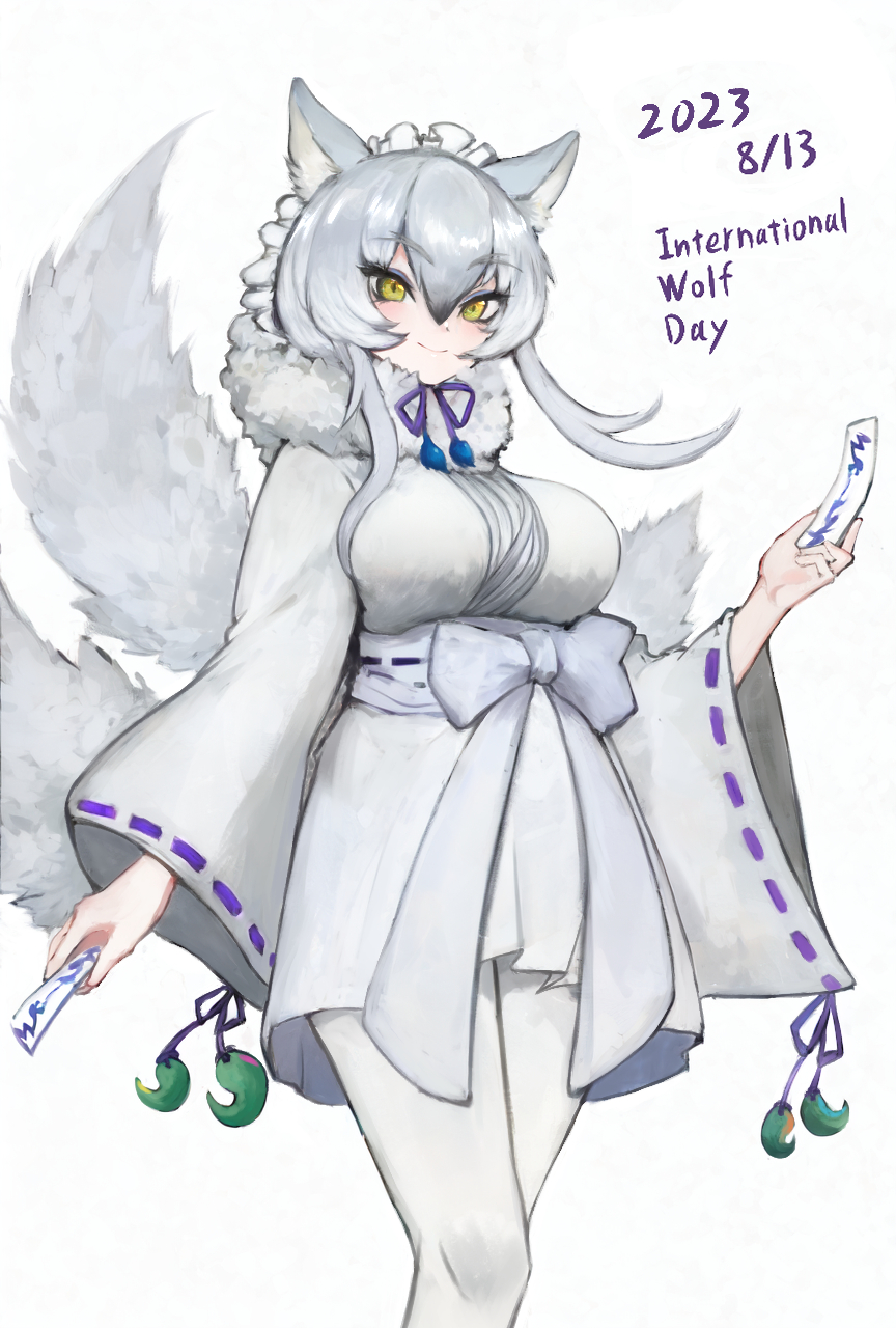 1girl, animal_ears, bow, bowtie, extra_ears, grey_hair, highres, jack4l