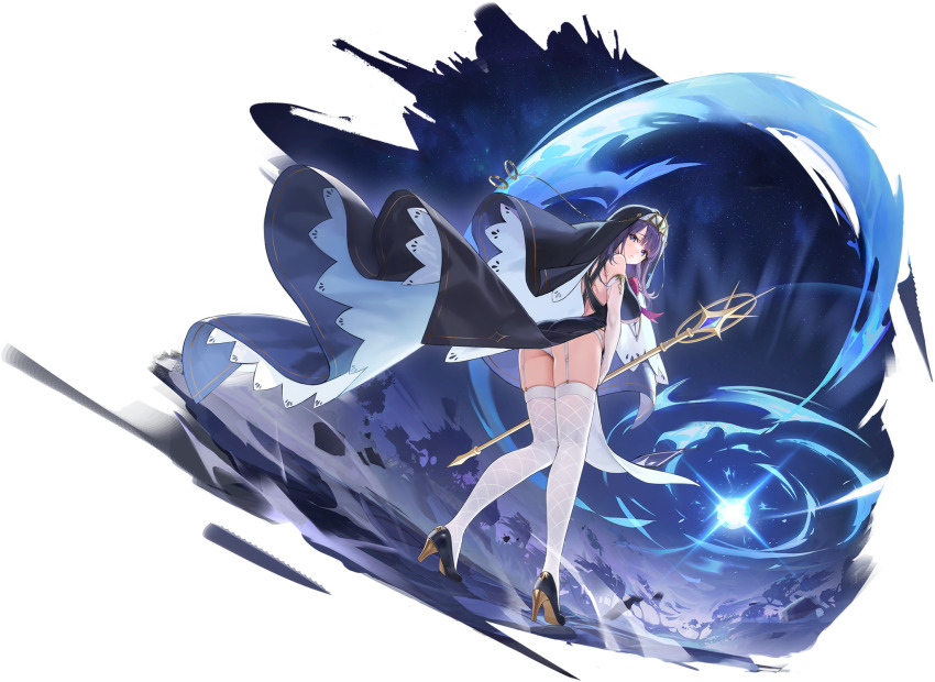 1girl, ass, azur_lane, bare_shoulders, blue_eyes, breasts, closed_mouth, dress