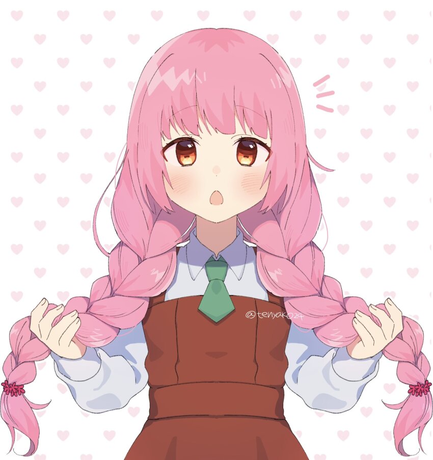 1girl, blush, braid, character_request, flower_knight_girl, green_necktie, highres, holding