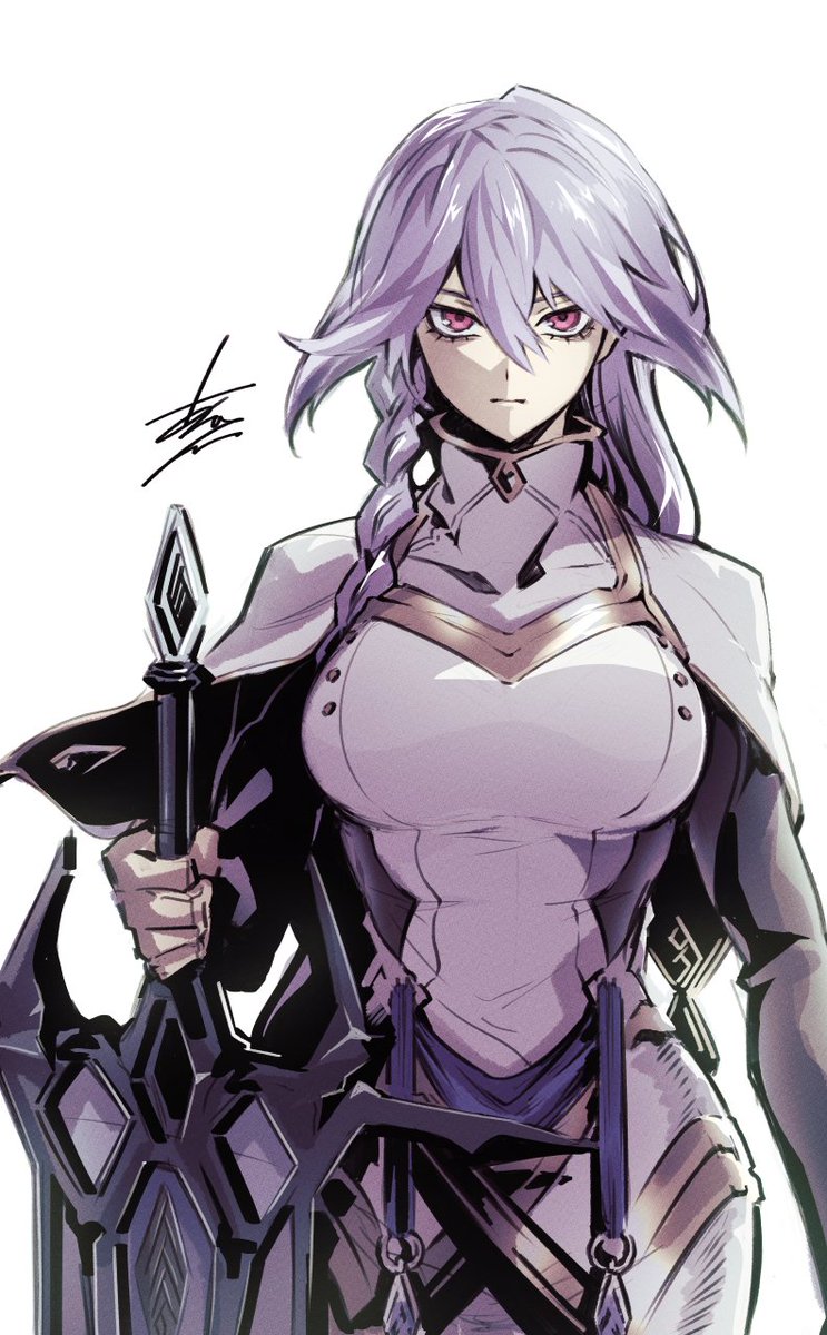 1girl, arikanrobo, braid, breasts, dogmatika_fleurdelis_the_knighted, dress, duel_monster, fleurdelis_(yu-gi-oh!)