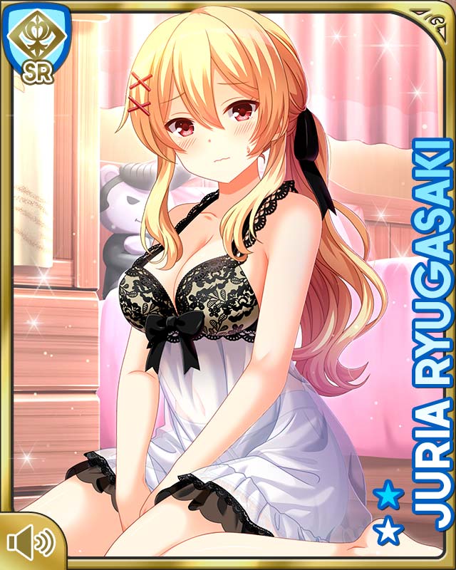 1girl, barefoot, bed, beddroom, black_bra, blonde_hair, bra, breasts