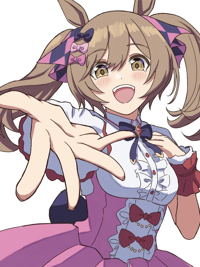 1girl, animal_ears, blue_bow, blue_bowtie, blush, bow, bowtie, brown_eyes