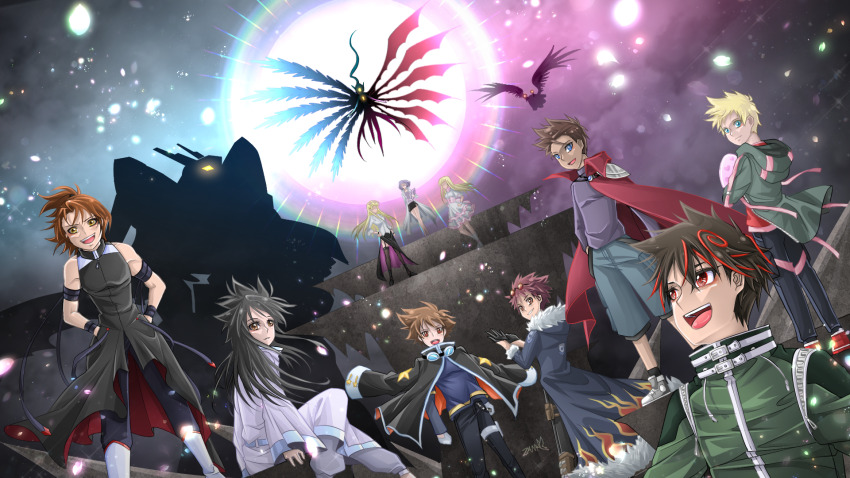 akiyama_ryo, alphamon, blonde_hair, crossover, daimon_masaru_(digimon_savers), digimon, digimon_(creature), digimon_liberator