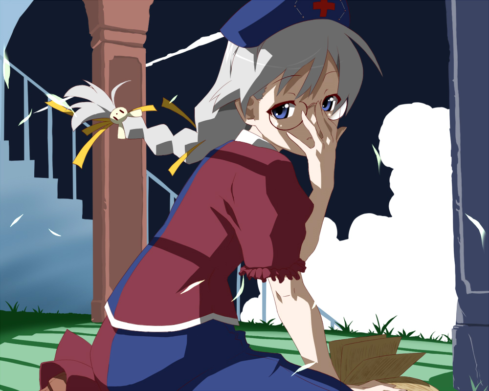 1girl, bakemonogatari, bespectacled, braid, derivative_work, female_focus, glasses, hanekawa_tsubasa