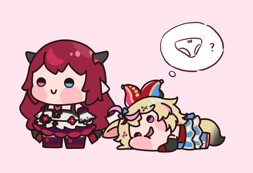 2girls, animal_ears, bare_shoulders, blonde_hair, blue_eyes, blush, dress, fox_ears