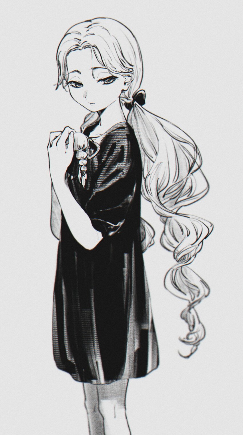 1girl, absurdres, belle_(shadows_house), bow, closed_mouth, commentary_request, cowboy_shot, dress