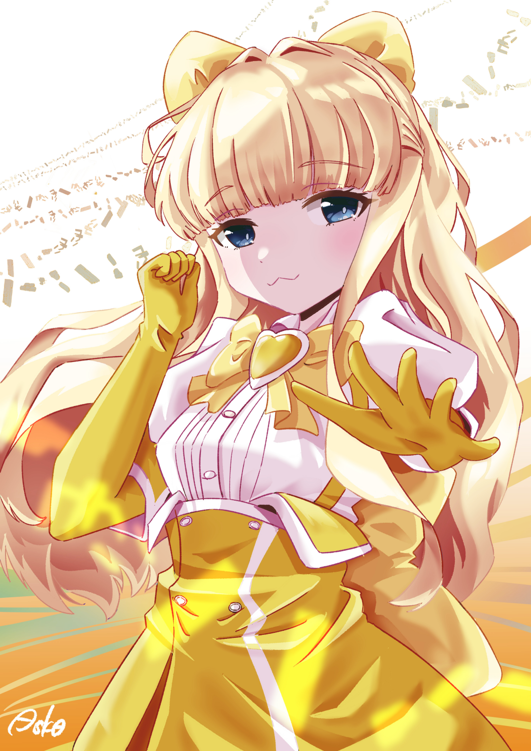 1girl, :3, artist_name, asuka_(pixiv82529874), blonde_hair, blue_eyes, blush, bow