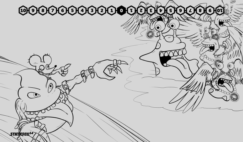 belt, collar, digimon, digimon_(creature), fine_art_parody, geremon, goldnumemon, highres