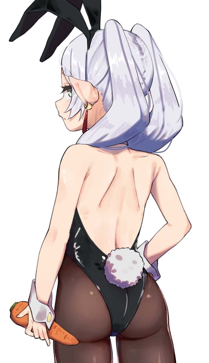1girl, alternate_costume, animal_ears, ass, back, carrot, closed_mouth, commentary