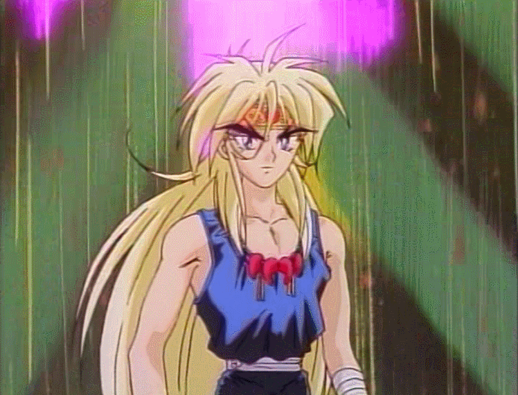 1990s_(style), 1boy, 1girl, acrobatics, animated, animated_gif, ass, attack, bare_legs, blonde_hair, blue_gloves, blue_leotard, boots, breasts, demon_boy, demon_girl, energy_ball, fingerless_gloves, flexible, floating, forest, gloves, highleg, highleg_leotard, inugami_(zenki), jewelry, jumping, kishin_douji_zenki, leotard, long_hair, looking_at_another, low_ponytail, magatama, magatama_necklace, magic, medium_breasts, medium_hair, nagi_(kishin_douji_zenki), nature, necklace, pants, pink_hair, pointy_ears, ponytail, red_eyes, retro_artstyle, rolling, running, serious, teleportation, thigh_boots, tree, white_pants