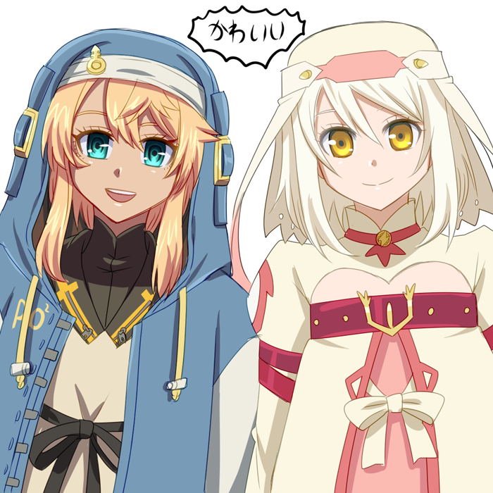1boy, 1girl, alice_(tales), androgyne_symbol, blonde_hair, bridget_(guilty_gear), crossover, green_eyes