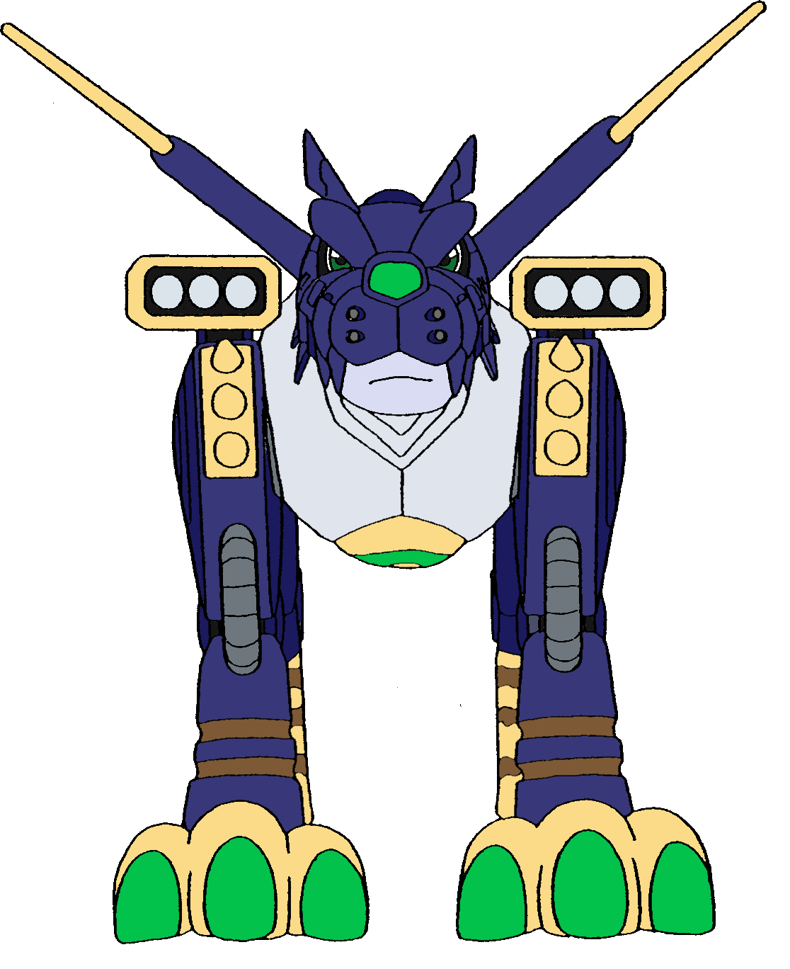 armor, cyborg, digimon, digimon_(creature), digimon_rearise, highres, looking_at_viewer, metalgarurumon