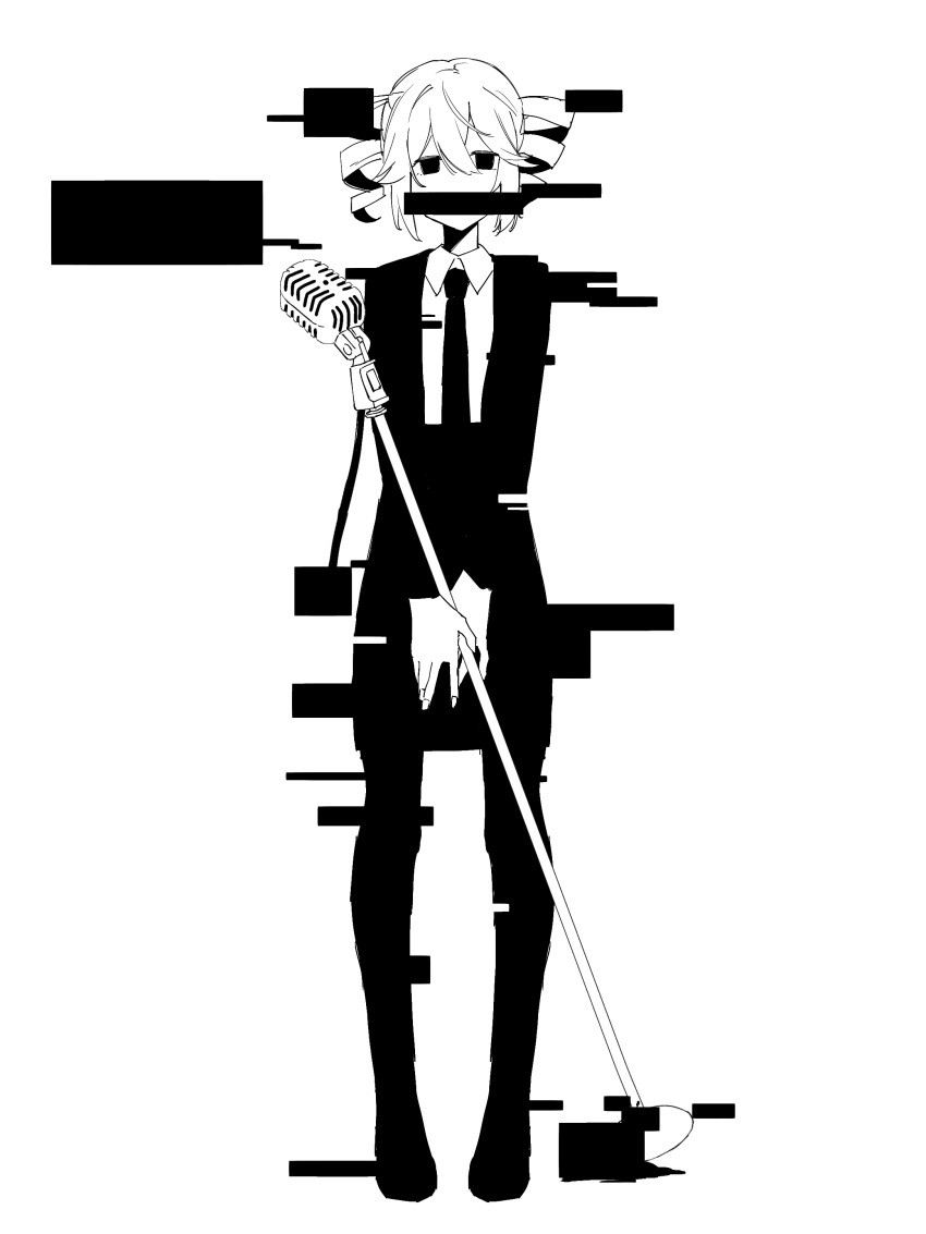 1girl, absurdres, alternate_costume, bar_censor, blank_stare, censored, collared_shirt, covered_mouth