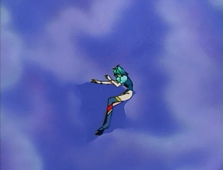 1990s_(style), 2girls, animated, animated_gif, anju_(kishin_douji_zenki), ass, bare_legs, bracelet