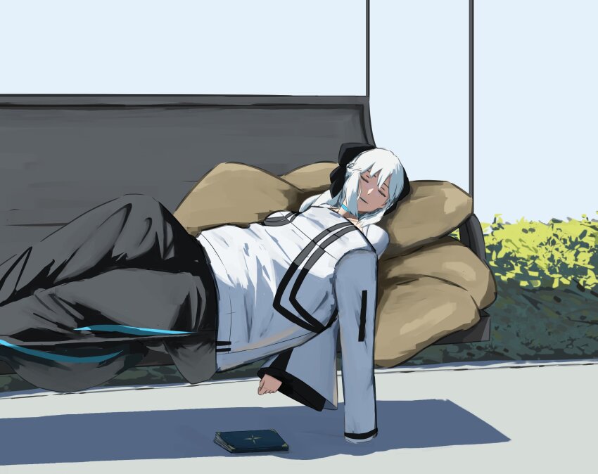 1girl, black_bow, blue_choker, blue_lips, book, bow, braid, choker