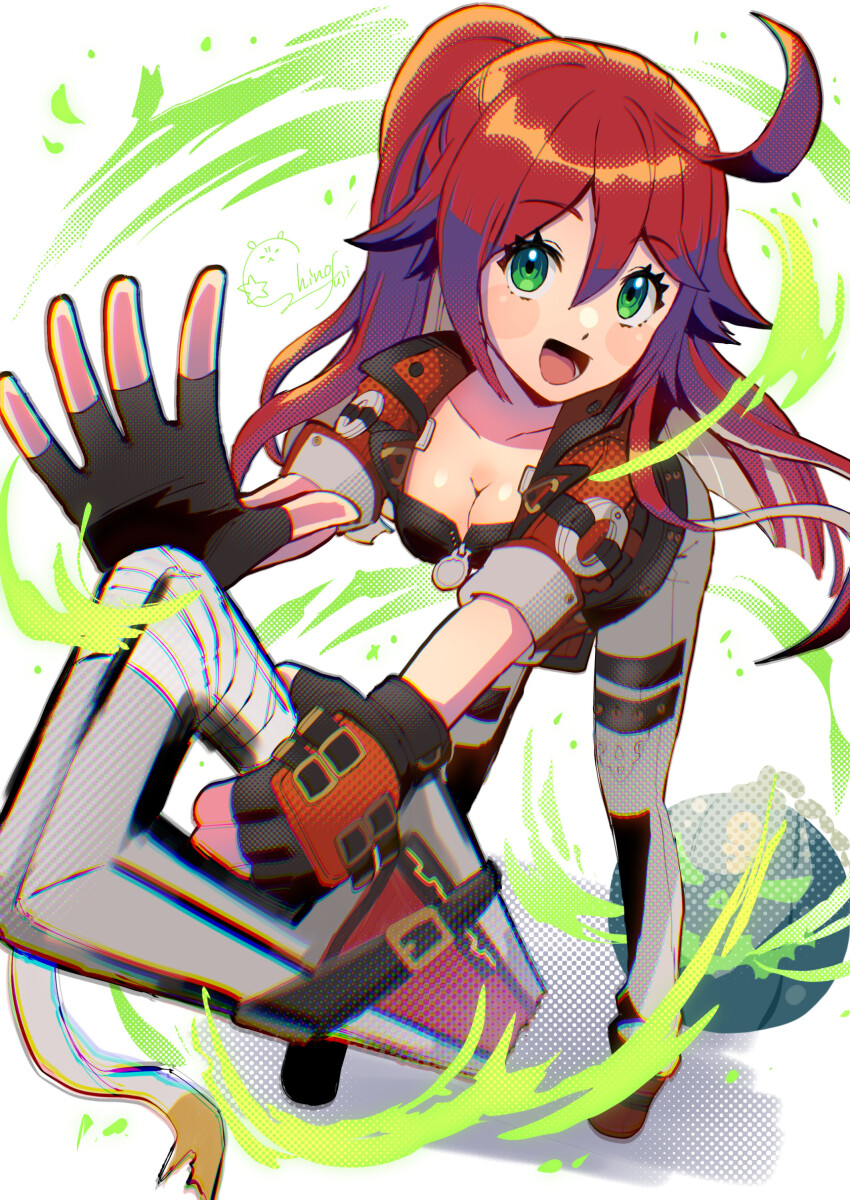 1girl, absurdres, black_gloves, breasts, cleavage, colored_inner_hair, cosplay, dorpos
