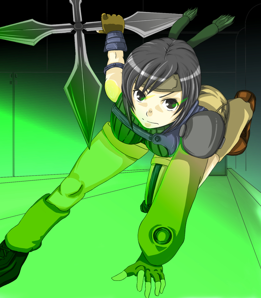 1990s_(style), 1girl, black_hair, boots, breasts, brown_eyes, female_focus, final_fantasy