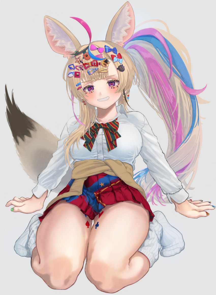 1girl, absurdres, ahoge, animal_ears, blonde_hair, blush, bow, bowtie