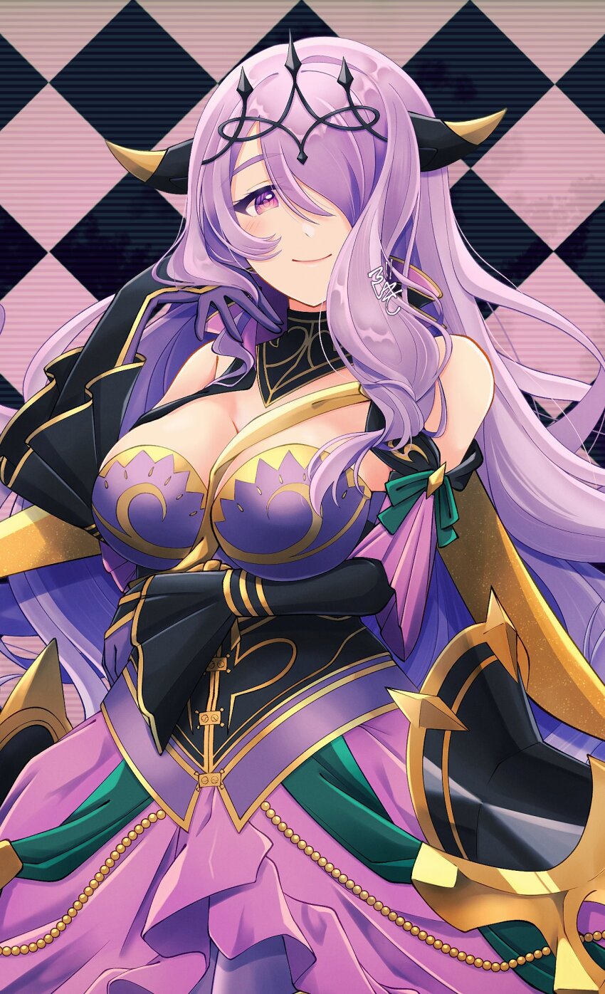 1girl, armor, breasts, camilla_(alluring_darkness)_(fire_emblem), camilla_(fire_emblem), cleavage, commentary_request, crown