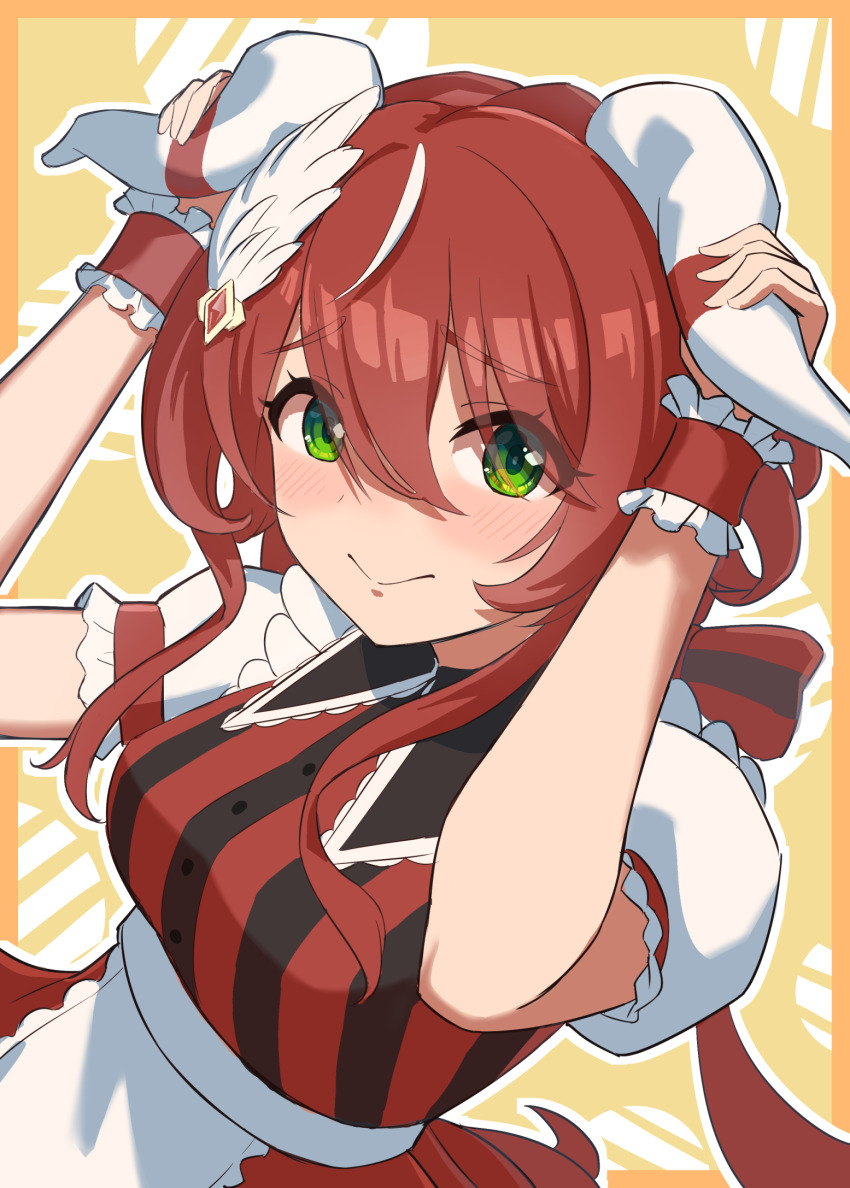 1girl, alternate_costume, animal_ears, breasts, commentary_request, green_eyes, hair_between_eyes, hair_ornament