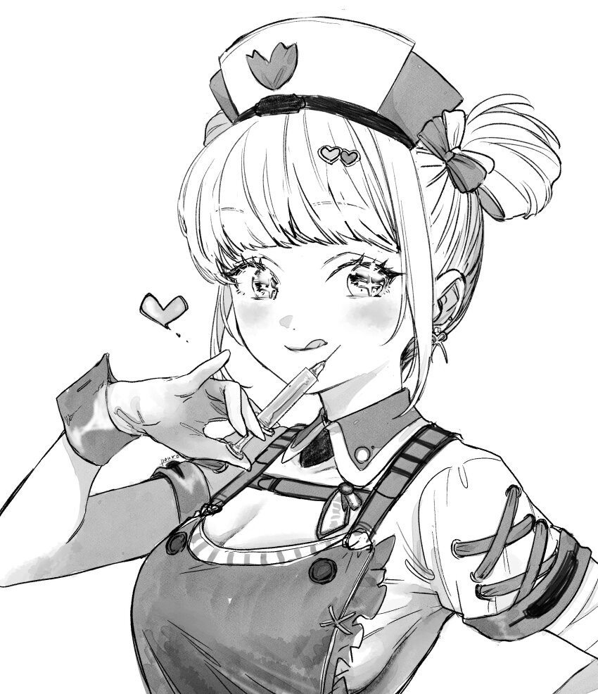 +_+, 1girl, :q, absurdres, blunt_bangs, blush, breasts, cleavage